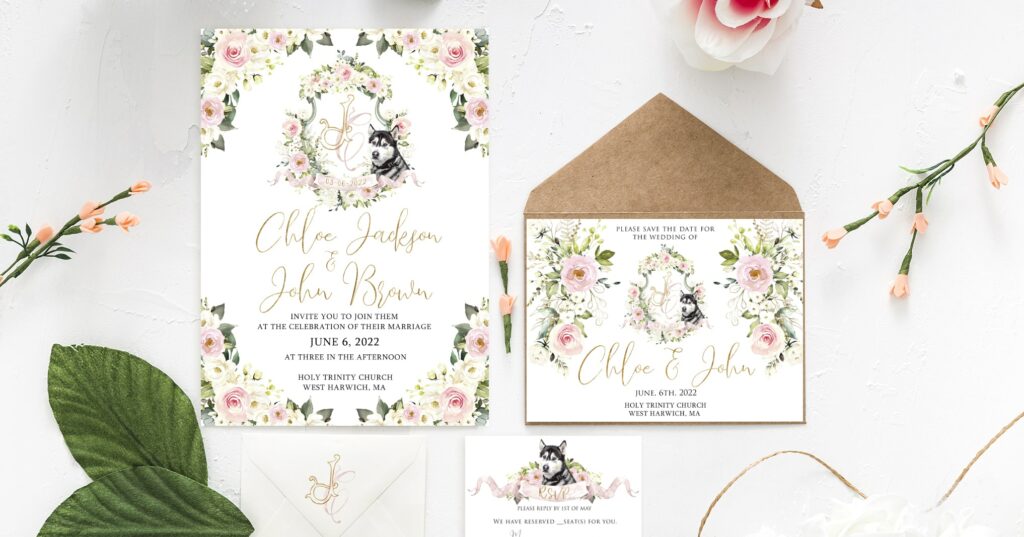 custom watercolor wedding crest