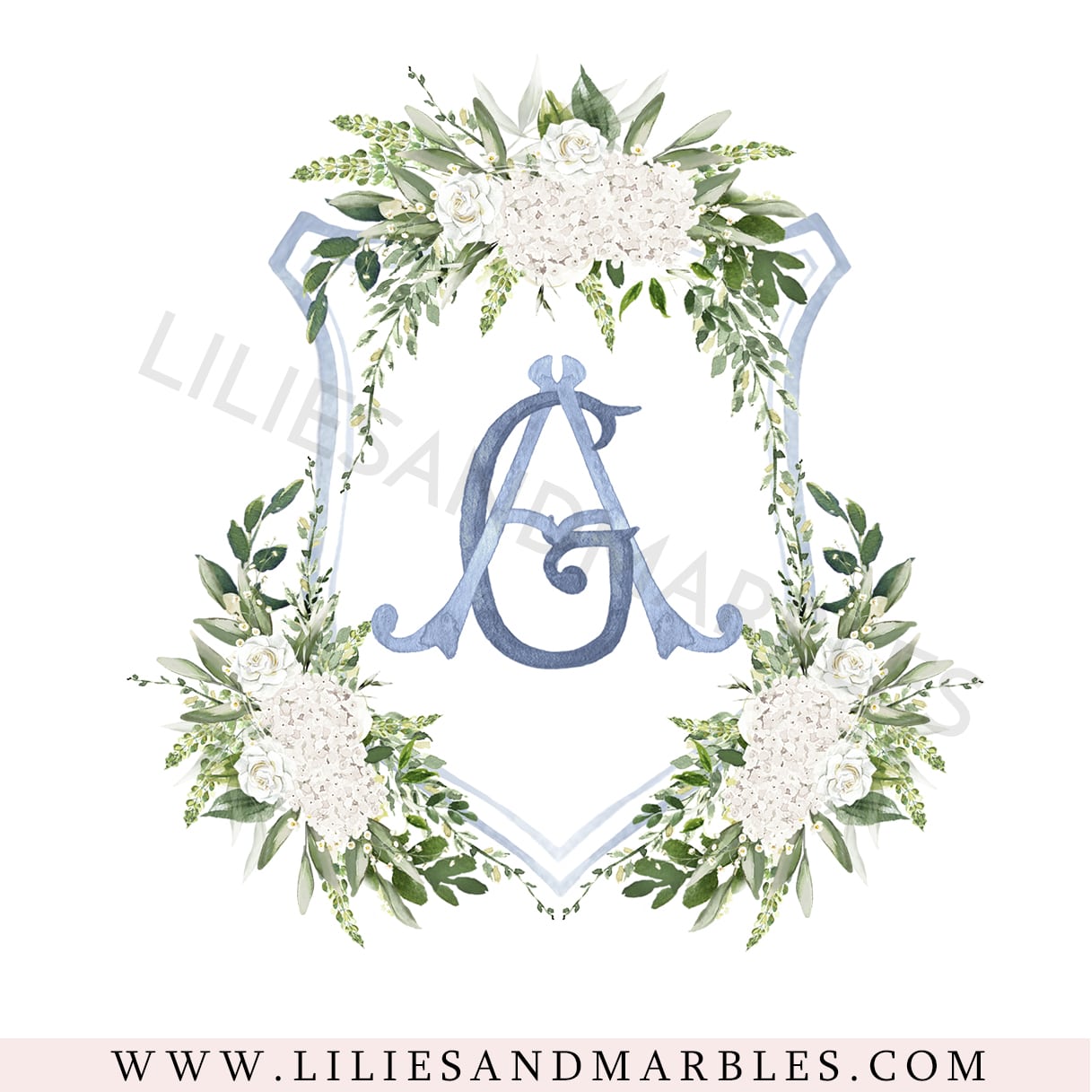Custom Wedding Crest, Watercolor Wedding Crest, Personalized Wedding Crest, Custom Wedding Logo, Wedding Logo Monogram, Watercolor, Lilies And Marbles,