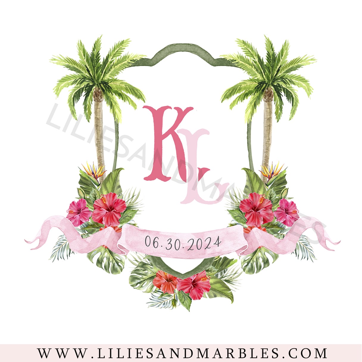 Custom Wedding Crest, Watercolor Wedding Crest, Personalized Wedding Crest, Custom Wedding Logo, Wedding Logo Monogram, Watercolor, Lilies And Marbles,