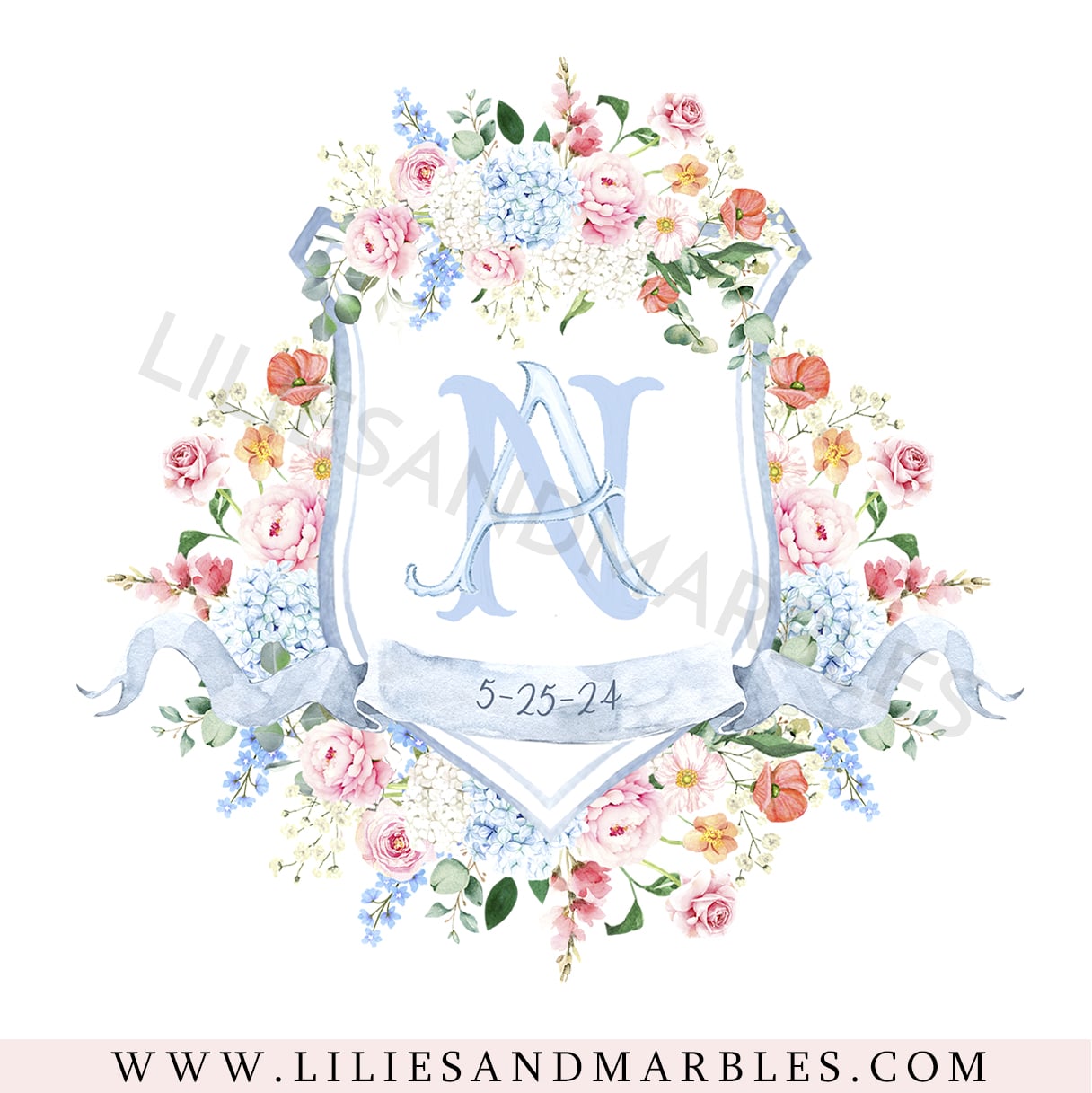 Custom Wedding Crest, Watercolor Wedding Crest, Personalized Wedding Crest, Custom Wedding Logo, Wedding Logo Monogram, 4-min