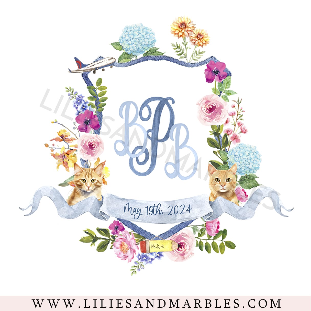Custom Wedding Crest, Watercolor Wedding Crest, Personalized Wedding Crest, Custom Wedding Logo, Wedding Logo Monogram, 4-min