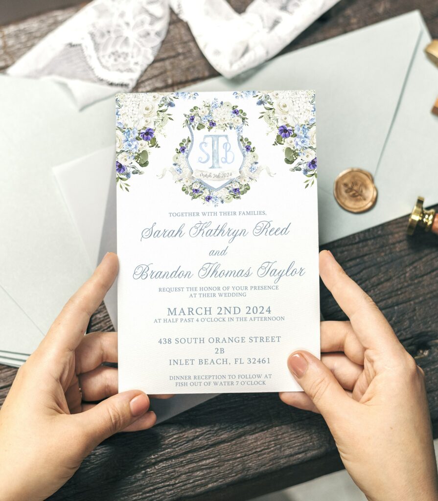 custom watercolor wedding crest