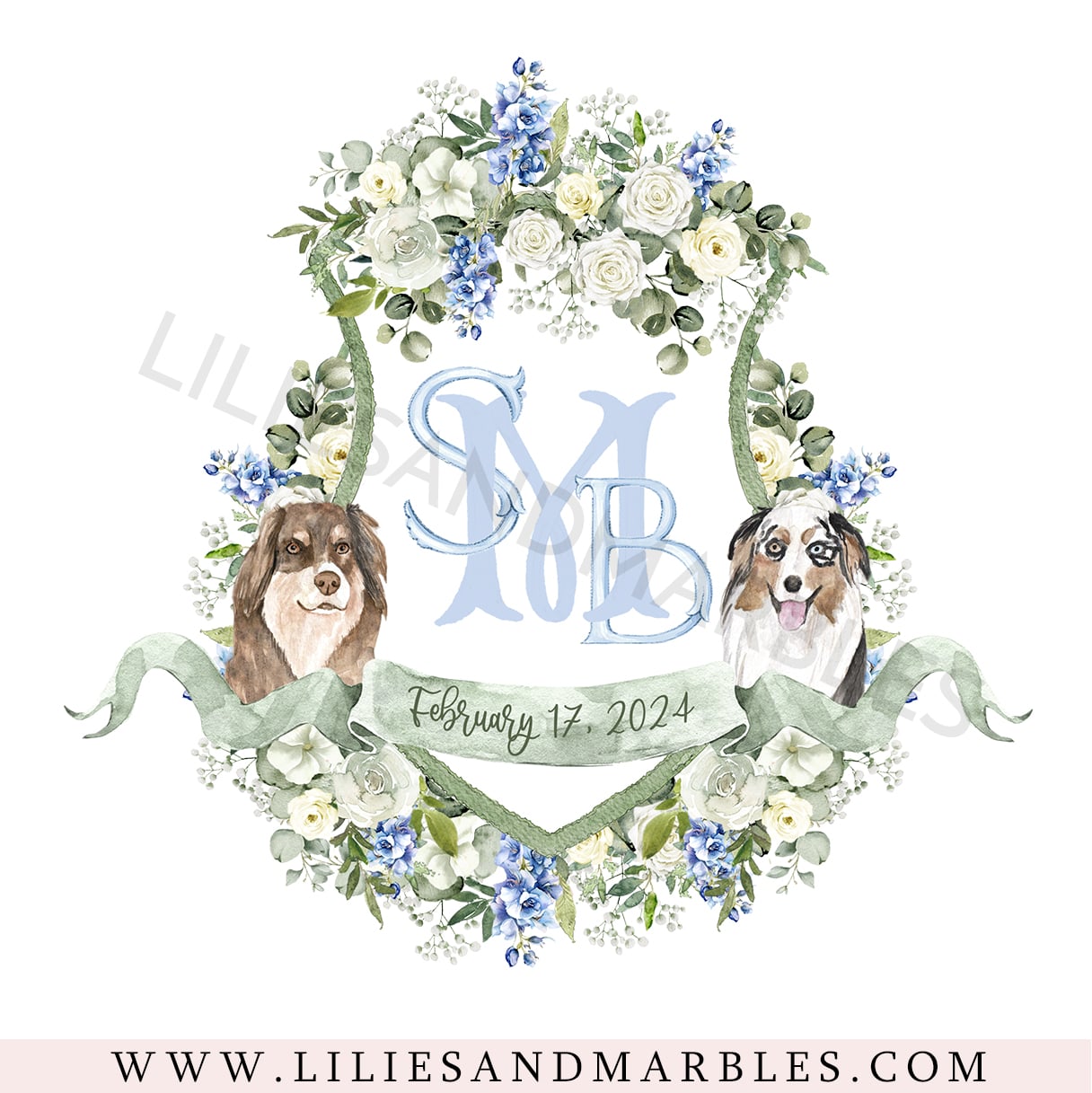 Custom Wedding Crest, Watercolor Wedding Crest, Personalized Wedding Crest, Custom Wedding Logo, Wedding Logo Monogram, Watercolor, Lilies And Marbles,