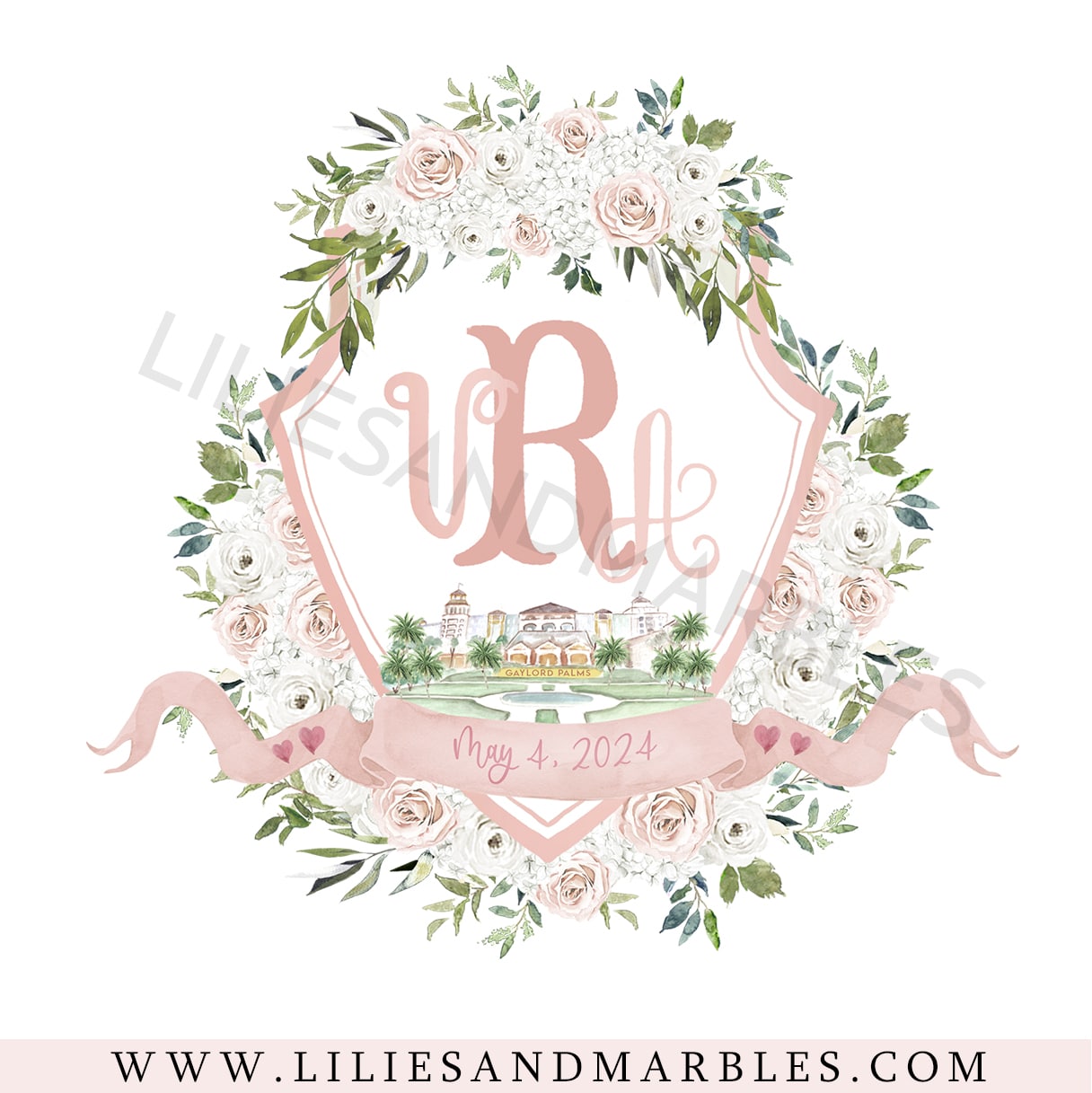 Custom Wedding Crest, Watercolor Wedding Crest, Personalized Wedding Crest, Custom Wedding Logo, Wedding Logo Monogram, Watercolor, Lilies And Marbles,