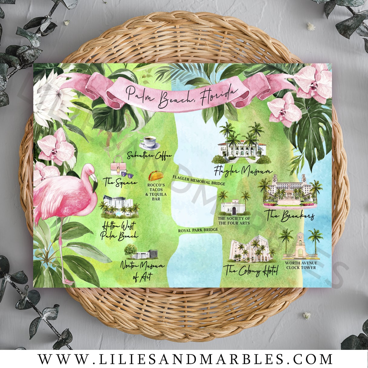 watercolor wedding map, custom watercolor wedding map, watercolor map wedding, watercolor wedding maps, lilies and marbles, 2-min
